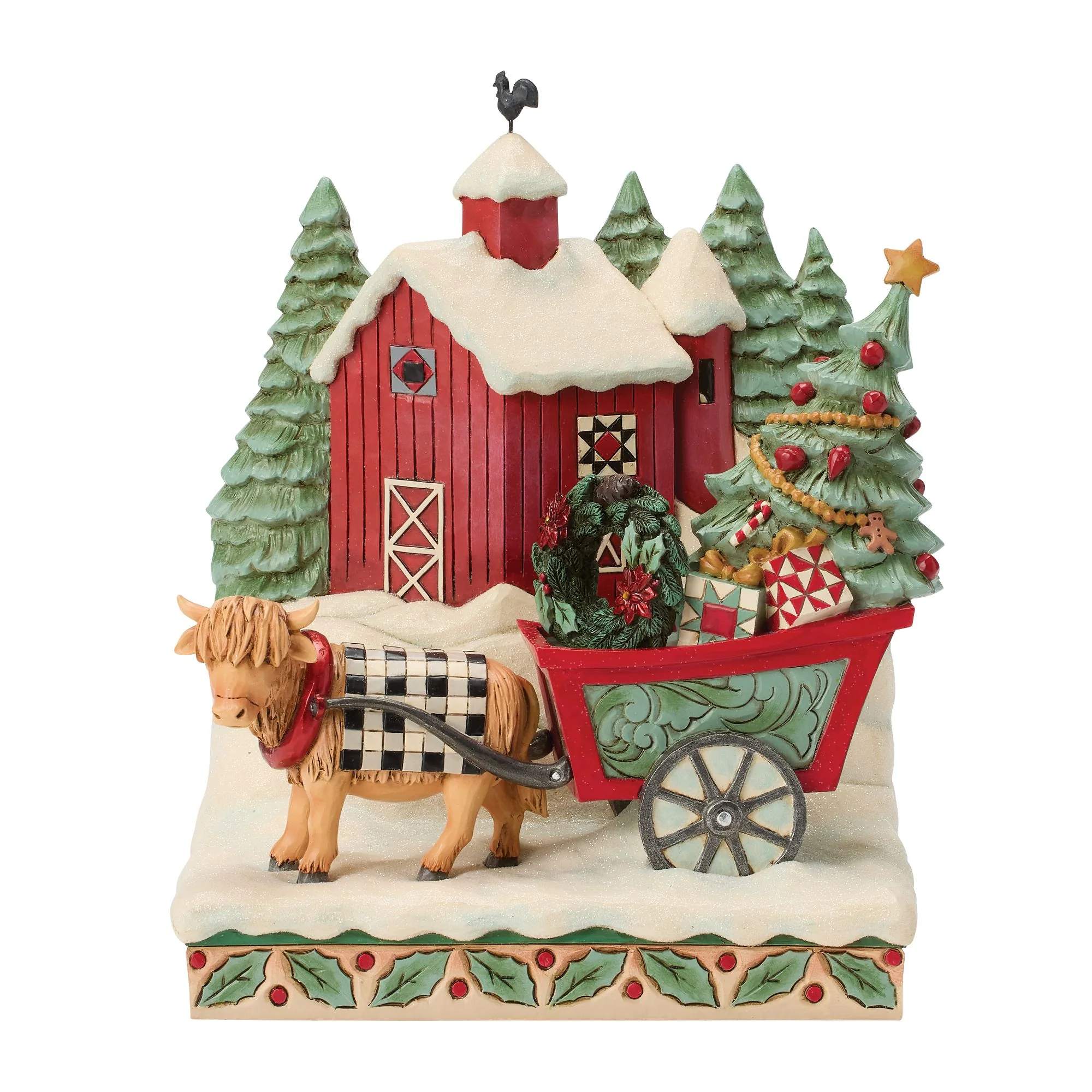 Highland Glen Barn Scene Figurine - Full of Christmas Spirit