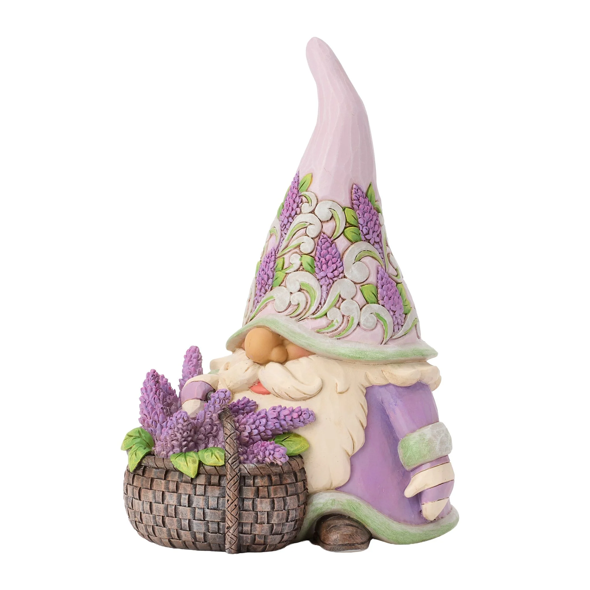 Gnome with Basket of Lilac Figurine - "Lovely Lilac" - Image 2
