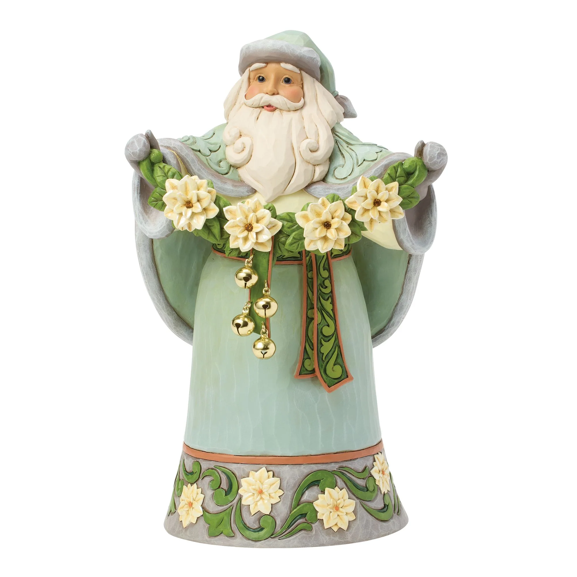 Opal & Moss Santa with Poinsettias Figurine - Image 2