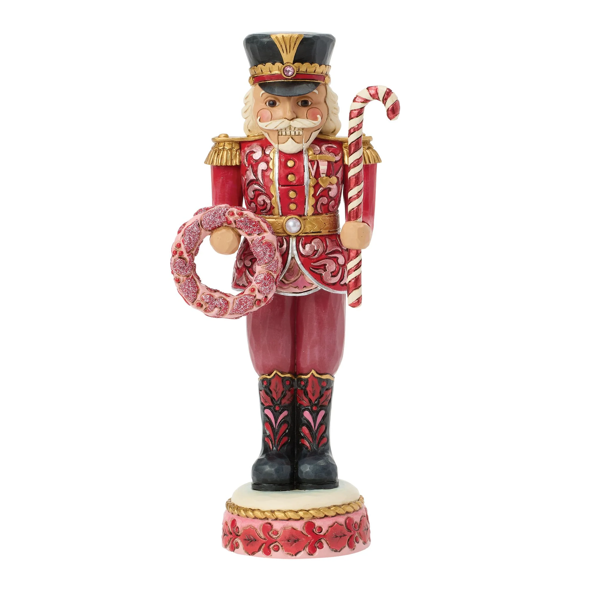 Red & Pink Toy Soldier Nutcracker Figurine