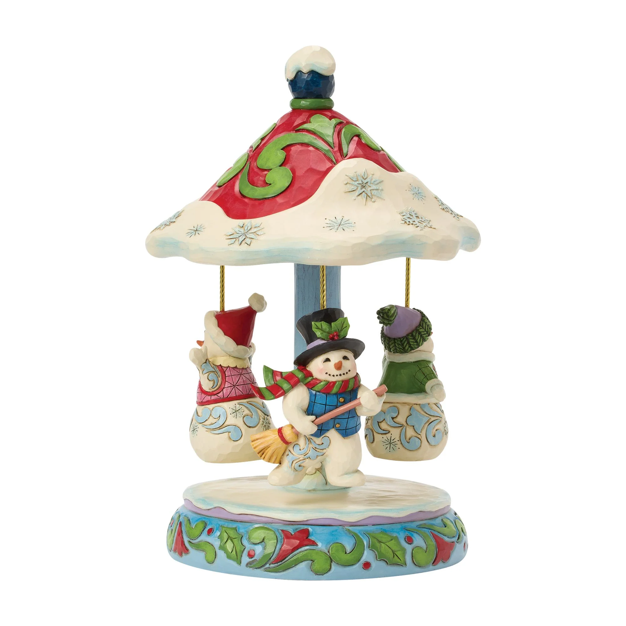 Rotating Snowman Carousel Musical Figurine - "Winter Dancers" - Image 3