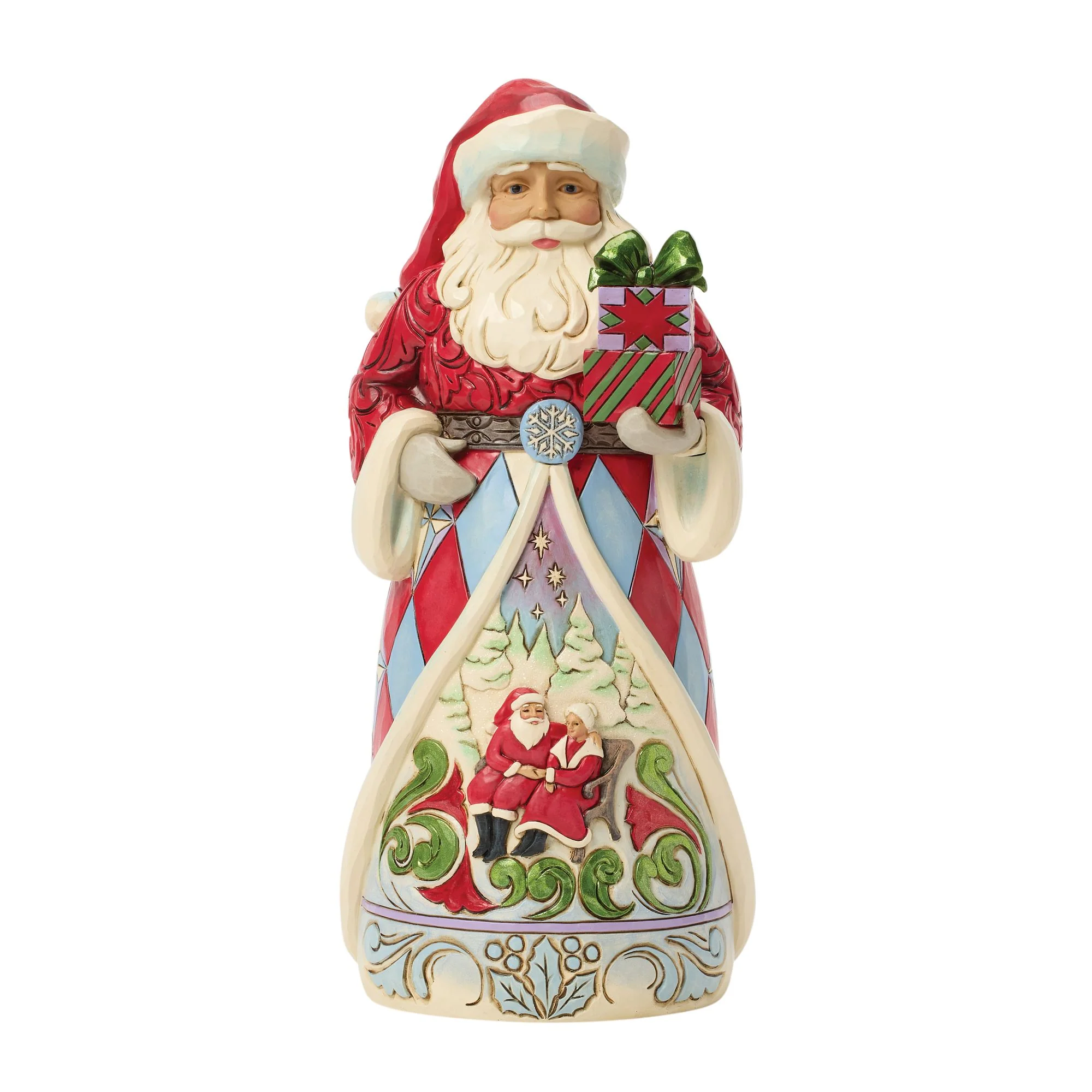 Santa with Santa & Mrs Claus on Skirt Figurine