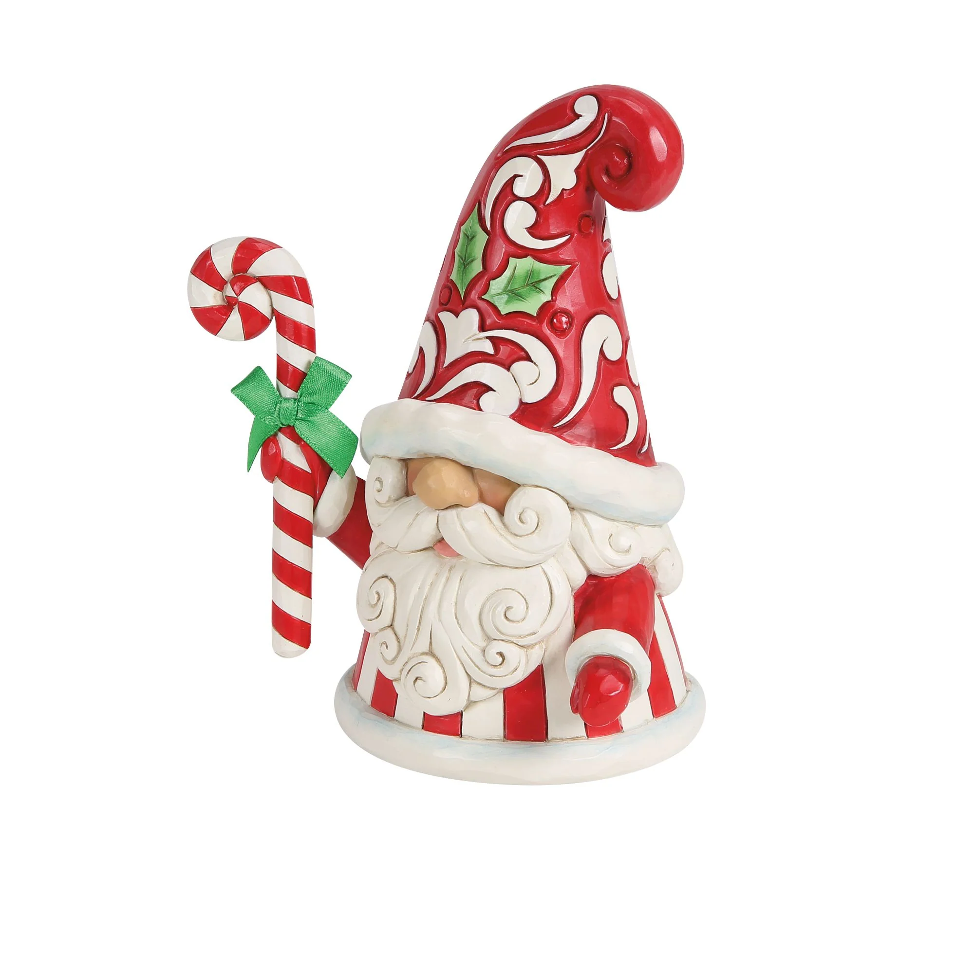 Gnome with Large Candy Cane Figurine - Swirls and Twirls
