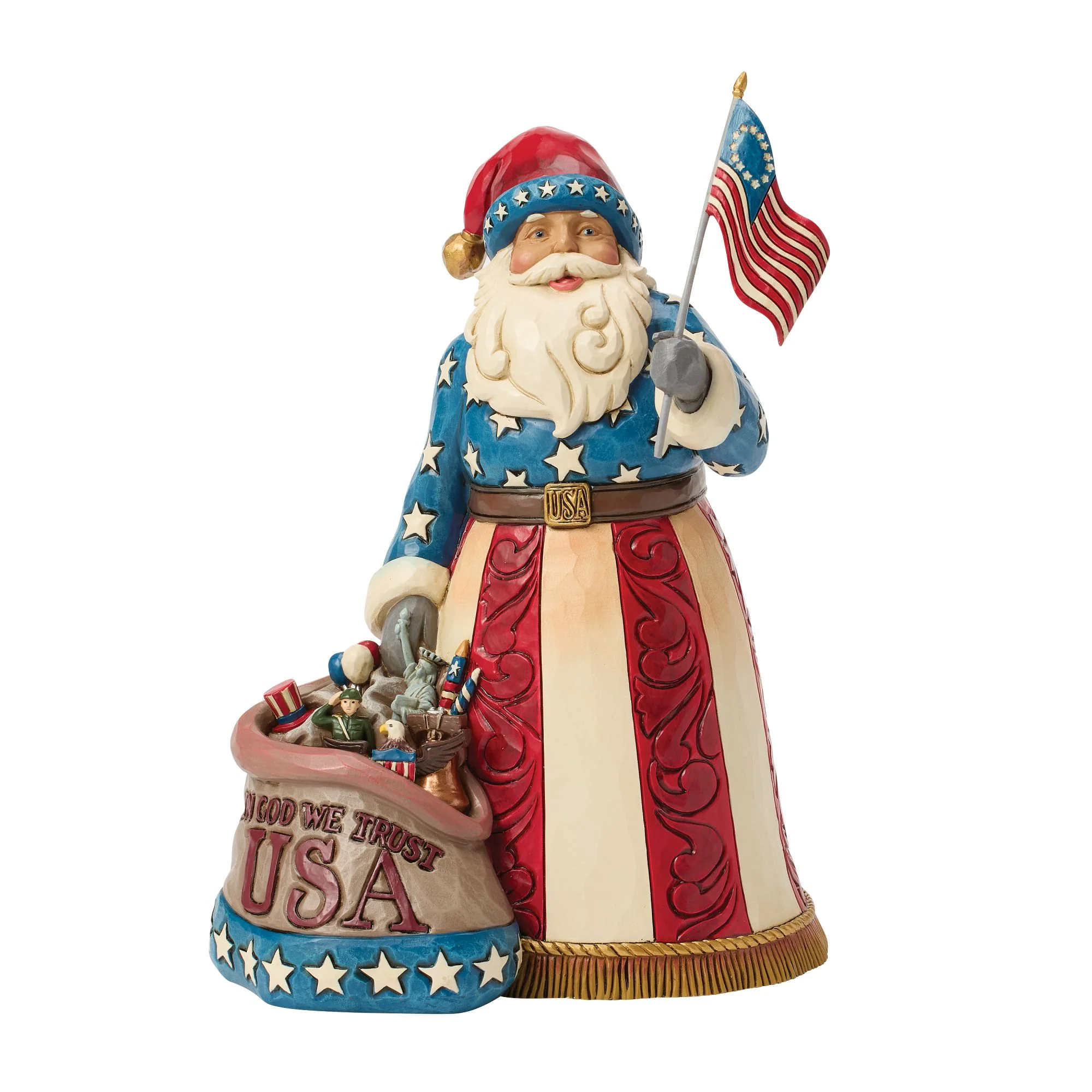 Santa with USA Flag - American Tradition