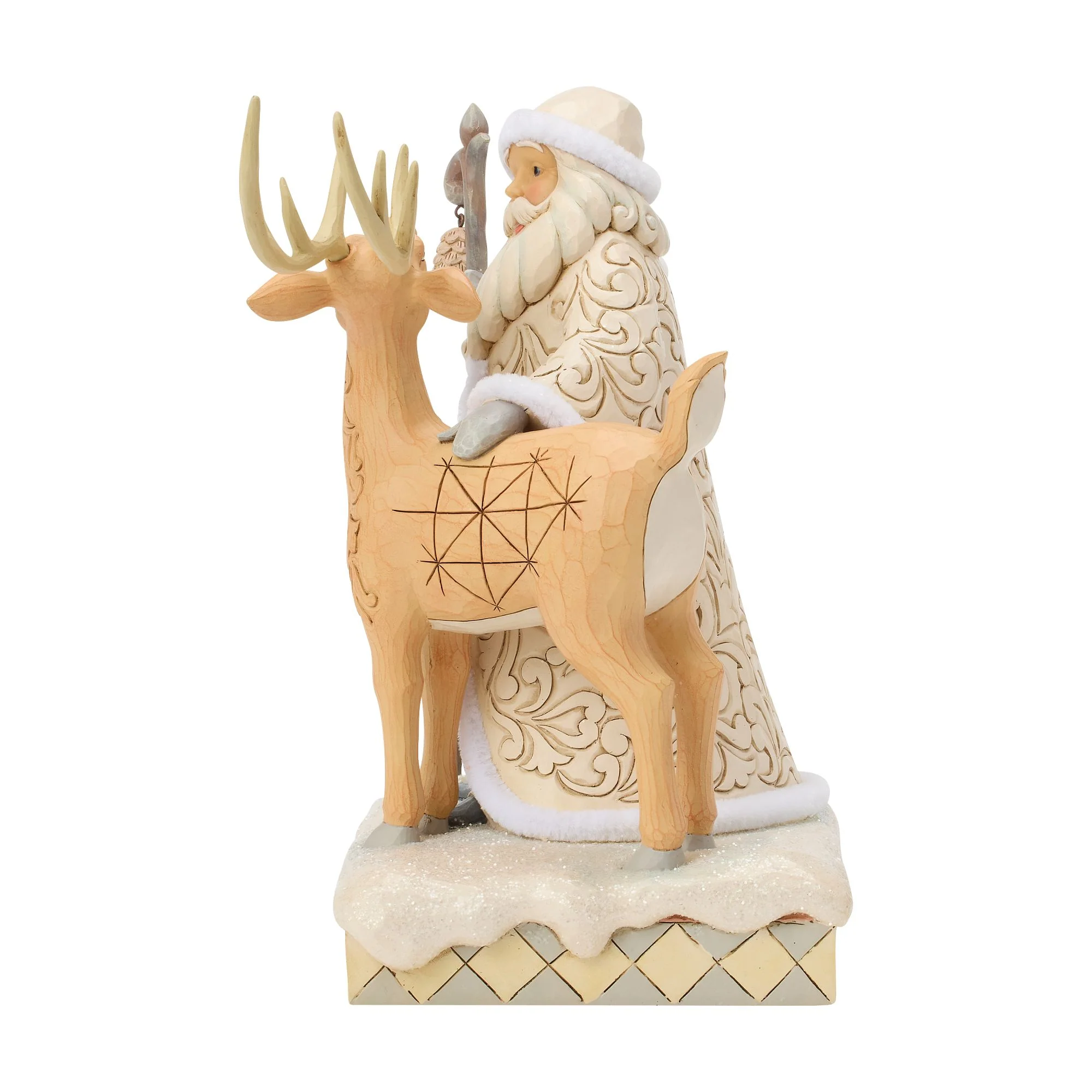 White Woodland Santa with a Buck Figurine - Image 2