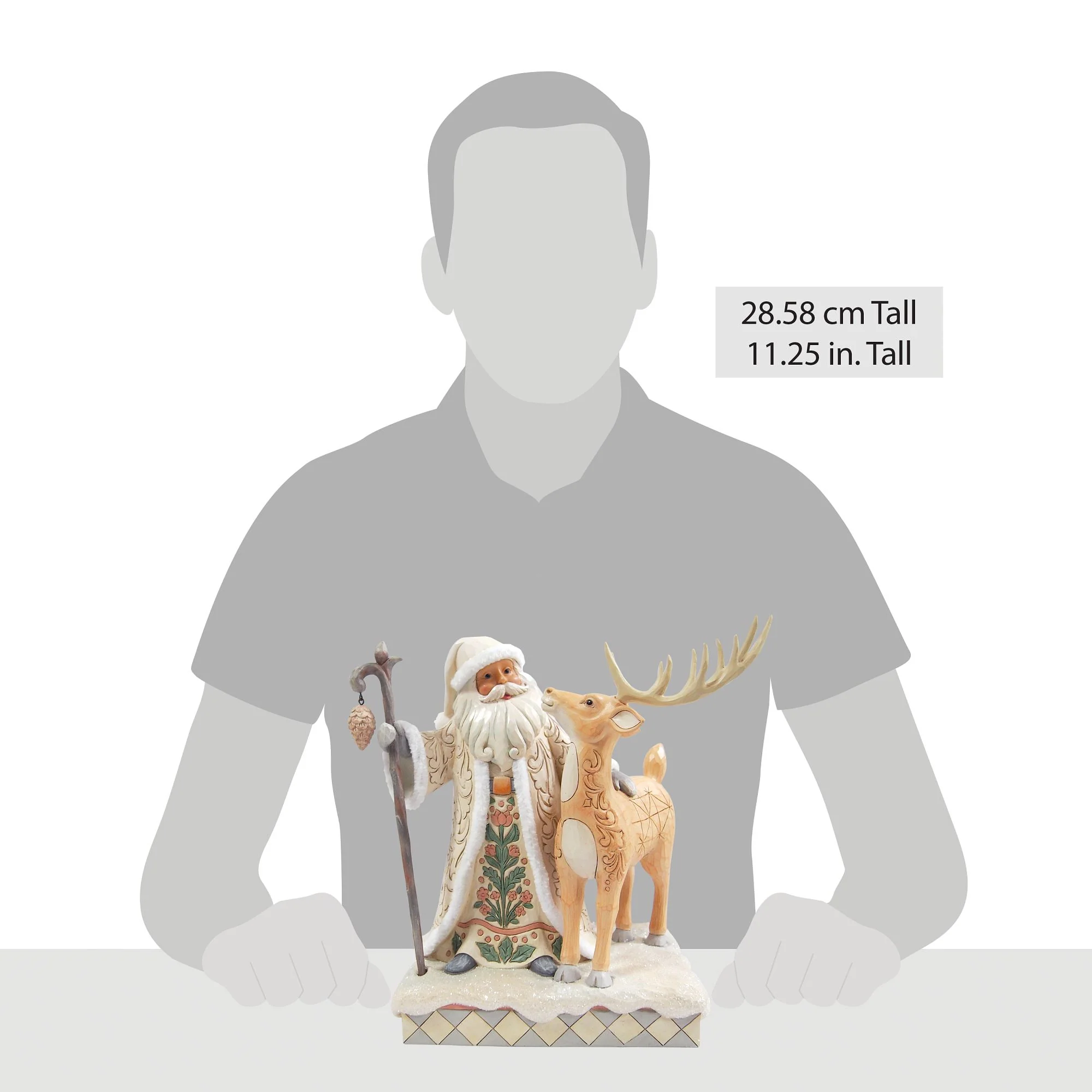 White Woodland Santa with a Buck Figurine - Image 5