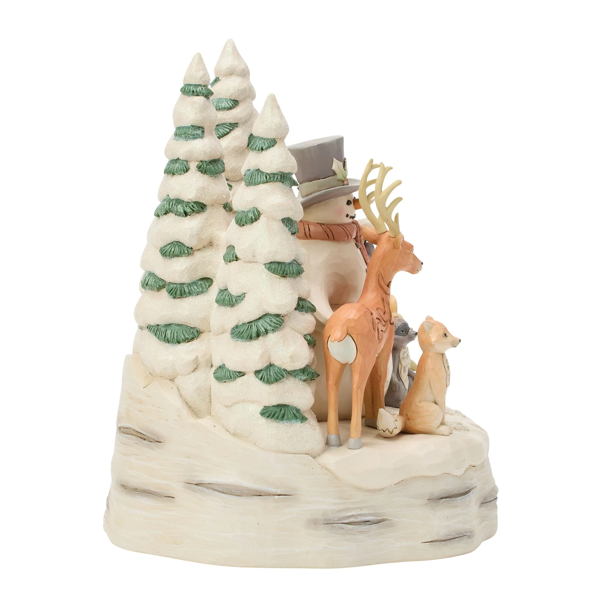 White Woodland Snowman with Forest Animals LED Figurine - "All is Calm, All is White" - Image 5